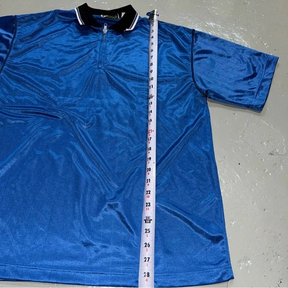 Men’s Vintage 80’s Cache Creek Athletic Brand Blue Jersey Zipper Polo Size: L - Picture 13 of 14